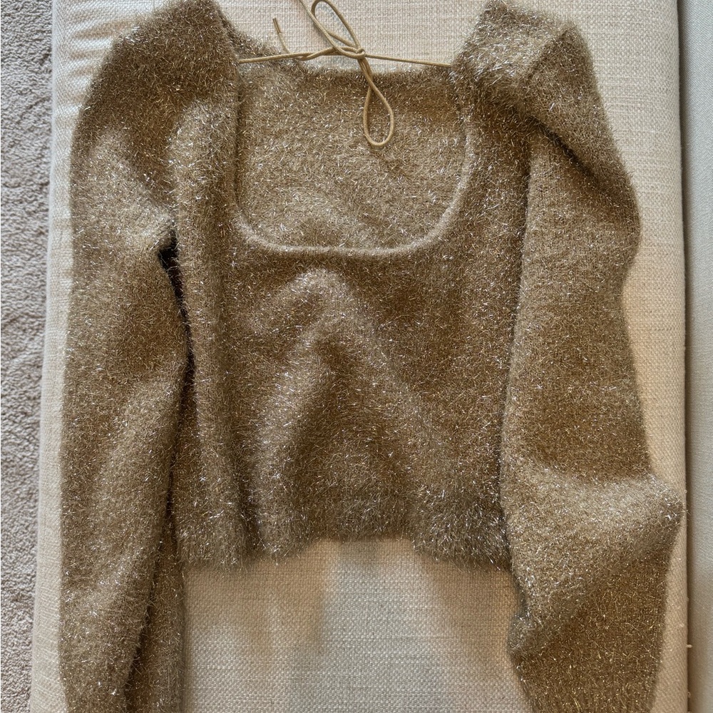 Anthro Sparkle Sweater. Gently worn, gorgeous open back top!